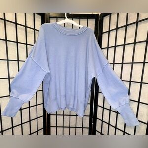 Boho Periwinkle Blue Oversized Knit Sweater - Large - Drop Shoulder